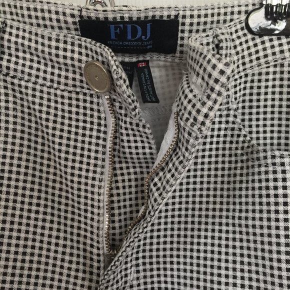 Mid Rise Slit Capri Pants/ Stretchy Jean/Plaid - Picture 4 of 6